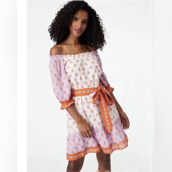 NWT Roller Rabbit Amanda Daisy Miller Dress Orange Purple White Medium